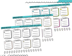 Rainbow Doodled Hearts Notepad V2 List Boxes Standard Size Stickers for any Planner or Insert