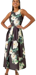 Roman Floral Print Midi Dress