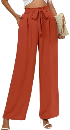 Chiclily Women's High Waist Flowy Wide Leg Pants with Pockets