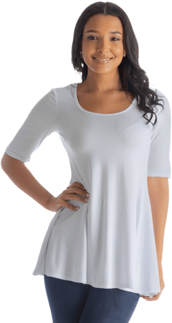 24seven Comfort Apparel Women's Elbow Sleeve Swing Tunic Top