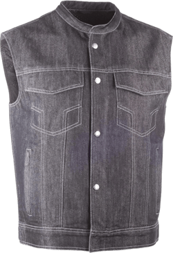 Highway 21 Iron Sights Club Collar Motorcycle Vest for Men and Women, Denim Vest with Pockets for Rugged Riding 3X-Large Black