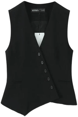 Women's Casual Elegant Retro Series Asymmetrical Vest