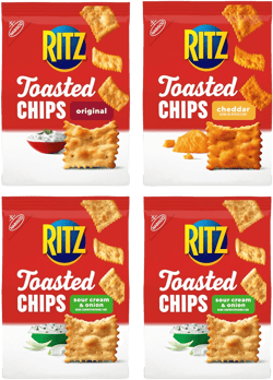 RITZ Toasted Chips Variety Pack,Cheddar, Sour Cream and Onion, and Original Crackers, Party Snacks, Bulk Snacks, 4 Bags