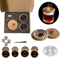 Cocktail Smoker Kit - Drink Smoker Infusion Kit for Bourbon, Whiskey, Etc. - Drink Smoker Infuser Kit - Smoking Cocktails - Make Smoked Drinks - Wooden Whiskey Smoker Kit - Old Fashioned Cocktail Kit
