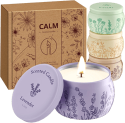 WarmEmbrace Scented Candles for Mom Women, 17.6oz Romantic Candles for Women Girl Candle Set, 120H Burning, Soy Candle for Home Scented, Lavender | Vanilla | Rose & Sandalwood | Jasmine - 4 Pack