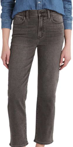 Daze Women's Straight Up Raw Hem High Waist Jeans