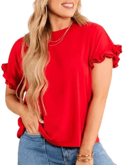 Janet Ruffle Short Sleeve Top