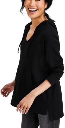 Style & Co Women's Petite Waffle-knit Tunic Hoodie