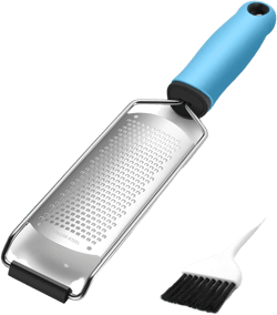Chef Quality Zester Grater - Handheld Kitchen Rasp with Fine Hole Blade - Perfect for Cheese, Lemon, Citrus, Lime, Ginger, Garlic, Chocolate, and More (Blue)