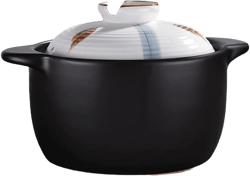 3.2 Quart Ceramic Casserole,with Lid Ceramic Pot,Heat-Resistant Round Stew Pot Soup Pot for cook bibimbap, soup, rice, stew, casserole (White3.2QT)