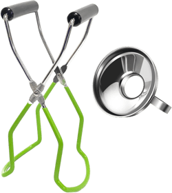 2 Pieces Stainless Steel Canning Jar Lifter Tongs and Canning Funnel with Safe and Secure Grip for Wide Mouth and Regular Jars, Easy to clean and Dishwasher safe Green