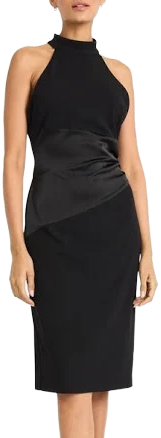 Maggy London Women's High Neck Mixed Media Cocktail Sheath Dress