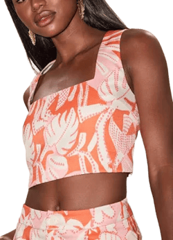 Lulus Tropical Print Rayon Crop Tank Top