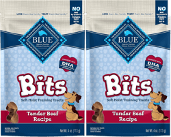 Blue 2 Pack of Tender Beef Recipe Bits Dog Treats, 4 Ounces Each