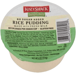 Kozy Shack Rice Pudding No Sugar Added, 4 Ounce -- 48 per case.