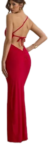 Dressing Up Red One Shoulder Maxi Dress With Open Back Detail