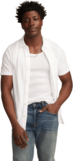 Lucky Brand Men's Linen Short Sleeve Button-Up Shirt