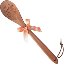 Friendship Gift for Him Her Best Friends, 12-Inch Engraved Large Wooden Mixing Spoon with Heatproof Leather Strap, Cooking Stirring Long Handle Wood Spoon for New House Kitchen Housewarming Gift Food & Friendship
