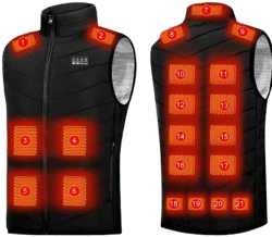 Men's USB Rechargeable Heated Vest with 3 Heating Levels and 21 Heating Zone
