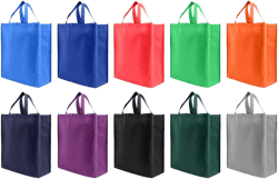 Simply Green Solutions - Reusable Grocery Bags, Durable Tote Bags, Shopping Bags for Groceries, Utility Tote, Reusable Gift Bags With Handles, 14 x 16.5 x 6, 10 Color Variety, Pack of 10
