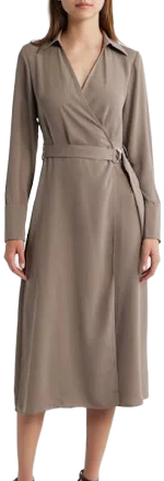 Womens Friends Like These Long Sleeve Wrap Midi Dress