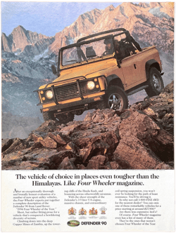 1994 Defender 90 "Like Four Wheeler magazine." Advertisement