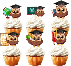 18pcs Glitter Dessert Cupcake Topper Kindergarten Back to School First Day of School Theme Decoration Decor Supplies