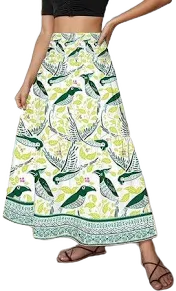 Women's Nature-Inspired Elastic Waist Tiered Ruffled Maxi Dress