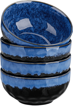 vancasso Starry 24oz Bowls for Soup, Ceramic Soup Bowls Set of 4, Blue Cereal Bowls Set for Kitchen, Salad Bowls Set, Pasta Oatmeal Bowls, Lead-free, Dishwasher & Microwave Oven Safe, Blue 5.8 inch Navy Blue