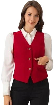 Inspire Chic Women's Steampunk Velvet Sleeveless Button-Down V-Neck Suit Vest