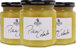 Limited Pina Colada Fruit Spread with Jamaica Rum 3x250g (26.45 Oz) - Pineapple, Coconut & Lime - 70% fruits, STAUD’S Wien/Austria