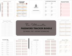 Password Tracker Bundle Planner - Eco-Friendly Password Planner -Password Organizer - Digital Security Planner - Password Management Planner