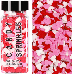Valentines Sprinkles for Baking, Pink White and Red Heart Sprinkles for Cake Decorating, 3.53oz Valentine Sprinkles for Cookies, Cake, Cupcake, Ice Cream, Strawberries Toppings