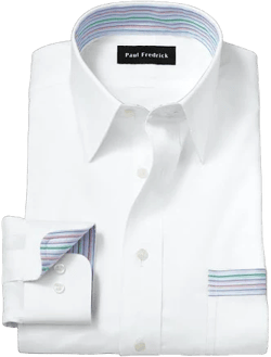 Comfort Stretch Non-Iron Solid Dress Shirt With Contrast Trim