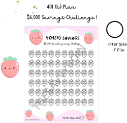 401 (k) Savings Challenge 6000 Dollar Savings Tracker