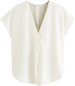 Women's Relaxed Fit Overhead V-Neck Short Sleeve Blouse