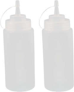 2Pcs 400ml Funnels 16oz Kitchen Food Squeeze Bottles Condiment Ketchup Mustard Oil Filtering Funnels Salt Clear