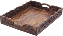 Hand Carved Wooden Decorative Serving Tray