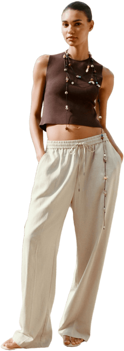 Zara Women's Linen Blend Straight Pants