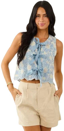 Women's Embroidered Cotton Vest