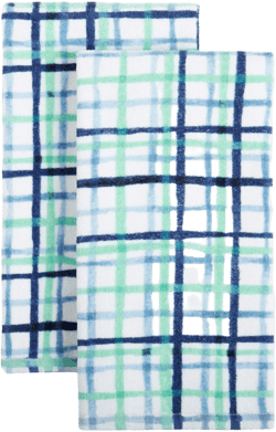 Fiesta Watercolor Plaid Kitchen Towel Set, 16"x28", Multi-Colored