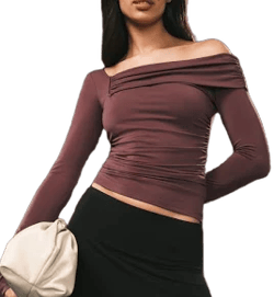 Off Shoulder Hardware Longsleeve Top