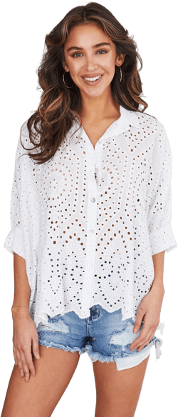 Draped Eyelet Blouse