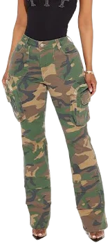 Fashion Nova Women's Staying True Bootcut Camo Pant Combo