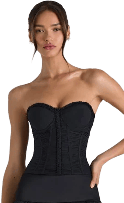 Oh Polly Ruched Lace-Up Strapless Corset Top