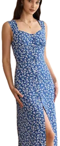 Women's Chic Sleeveless Floral Midi Dress with Slit
