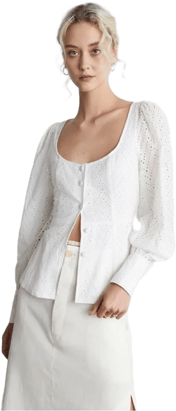Who What Wear Collection Hillary Scoop-Neck Eyelet Top