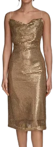 Donna Karan Women's Sequin Cowl-Neck Sleeveless Midi Dress