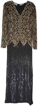 Black And Gold Sequin Long Dress
