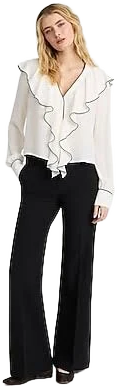 Women's Ruffle Front Long Sleeve Top